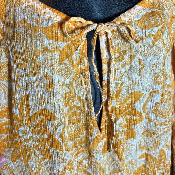 Free people crepe floral mini dress sunshine bohemian mixed media tropical - Picture 3 of 5